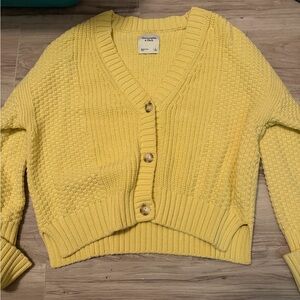 Abercrombie & Fitch Yellow Button-Up Cardigan